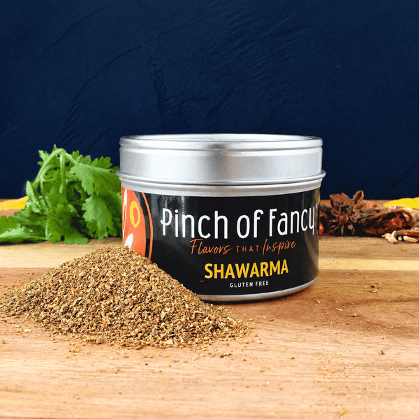 Pinch of Fancy Shawarma Middle Eastern seasoning in a 2 oz tin