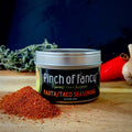 Pinch of Fancy Fajita and Taco Seasoning in a 2 oz tin