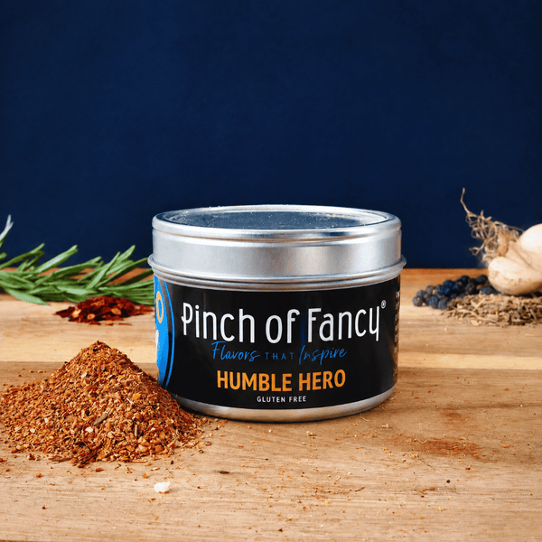 Pinch of Fancy Humble Hero all-purpose seasoning in a 2 oz tin
